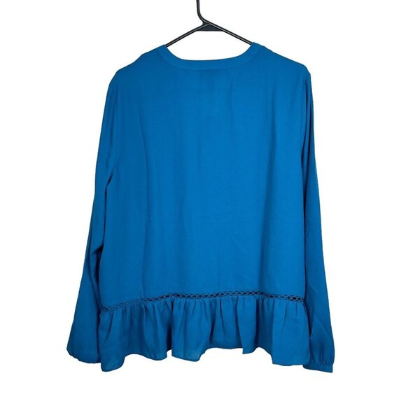 a.n.a A NEW APPROACH Womens SZ XL Tahoe Teal Puffy Long Sleeve Top Blouse NEW - Picture 9 of 9